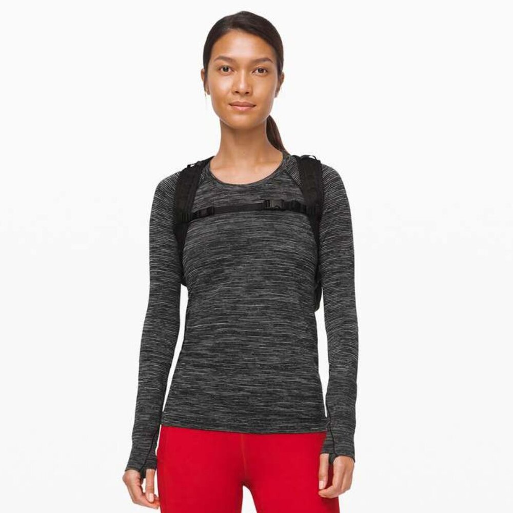 Lululemon Women's Swiftly Speed Long Sleeve - Black/White Stripe